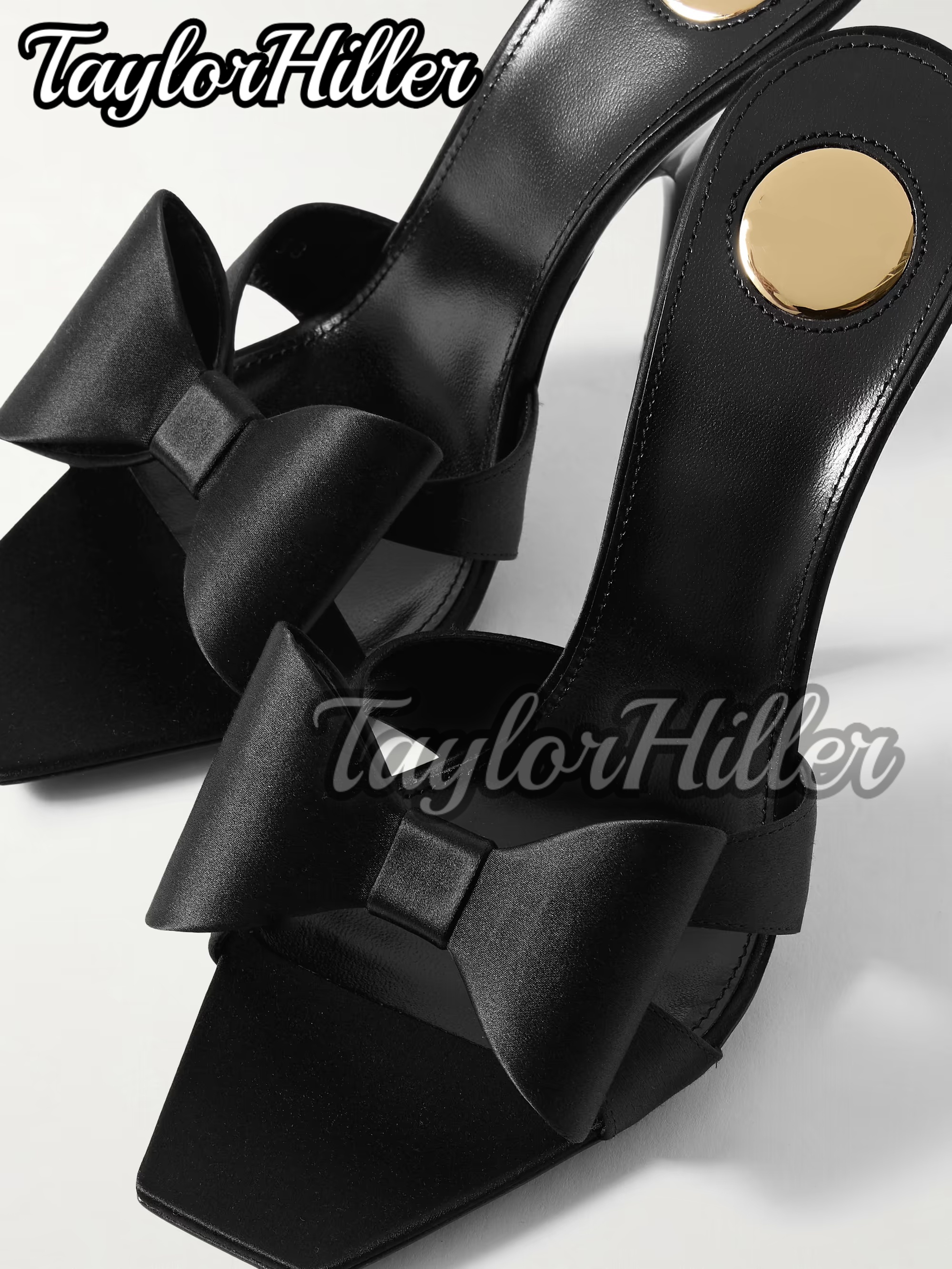 Slip Dress Satin - Black Satin Butterfly-knot Mule Sandals Luxury