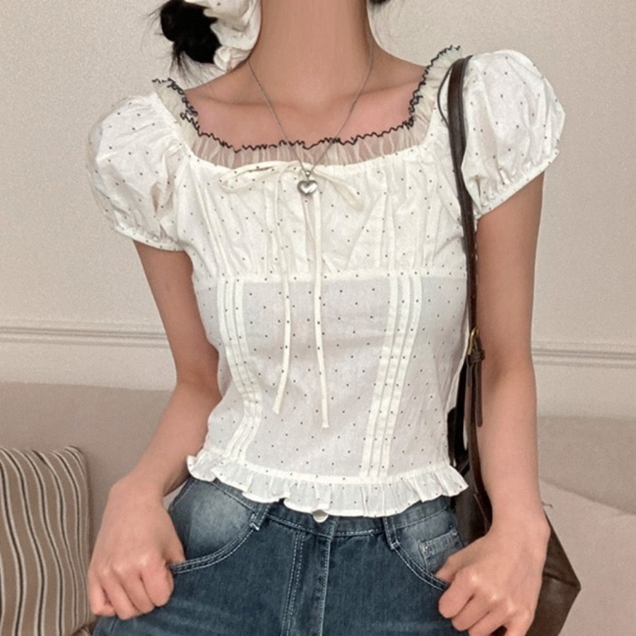Summer Sweet Bubble Sleeve Pol - Corset Waist Cinch ulasan dan harga