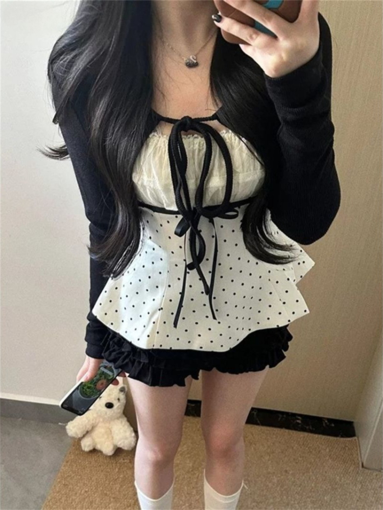 Korean Fashion Polka Dots Lace - Cami Top Lace ulasan dan harga