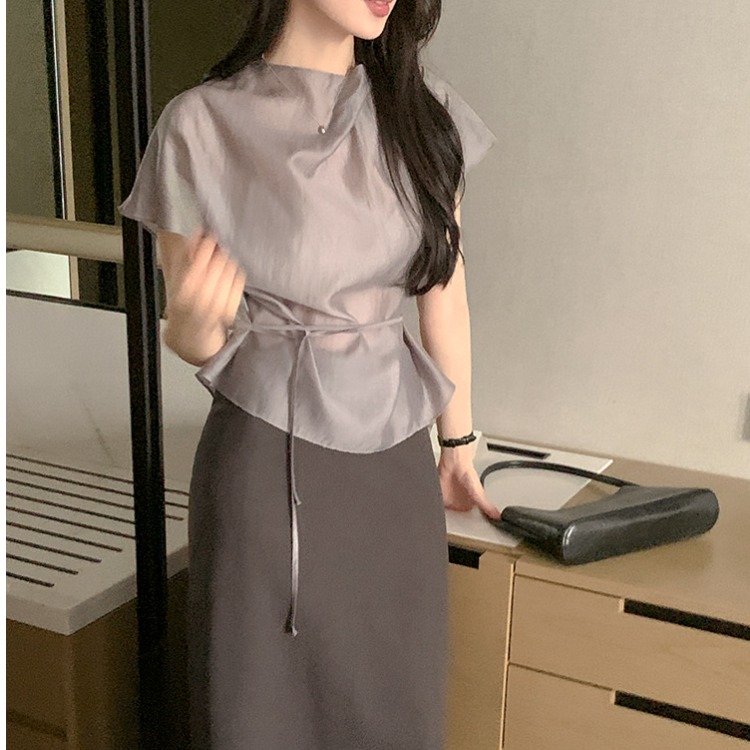 Summer Short Sleeve Shirt Wome - Corset Waist Cinch ulasan dan harga