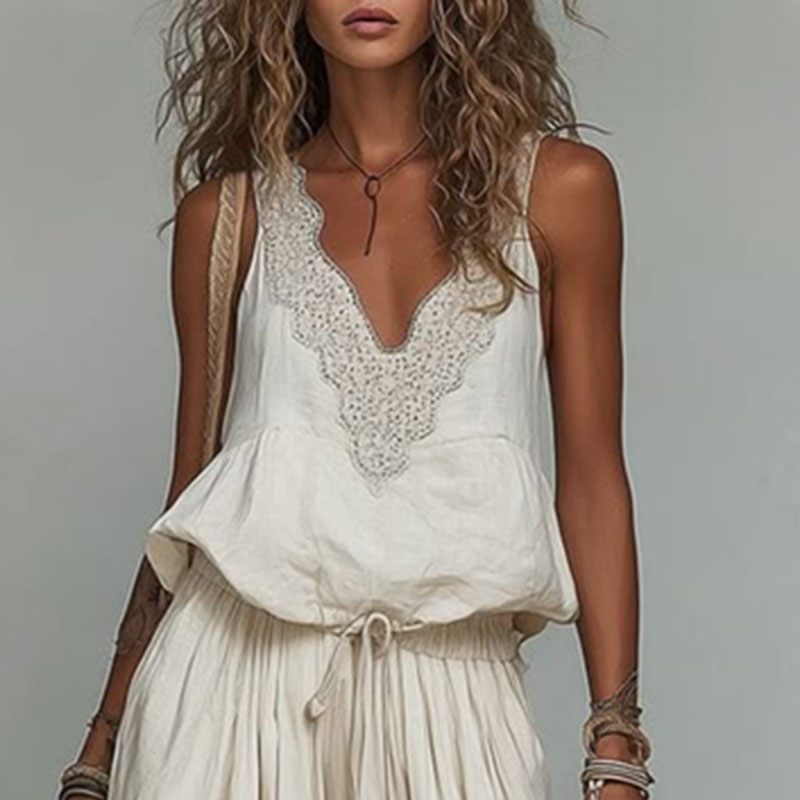 Women Sleeveless Lace V Neck S - Cami Top Lace ulasan dan harga