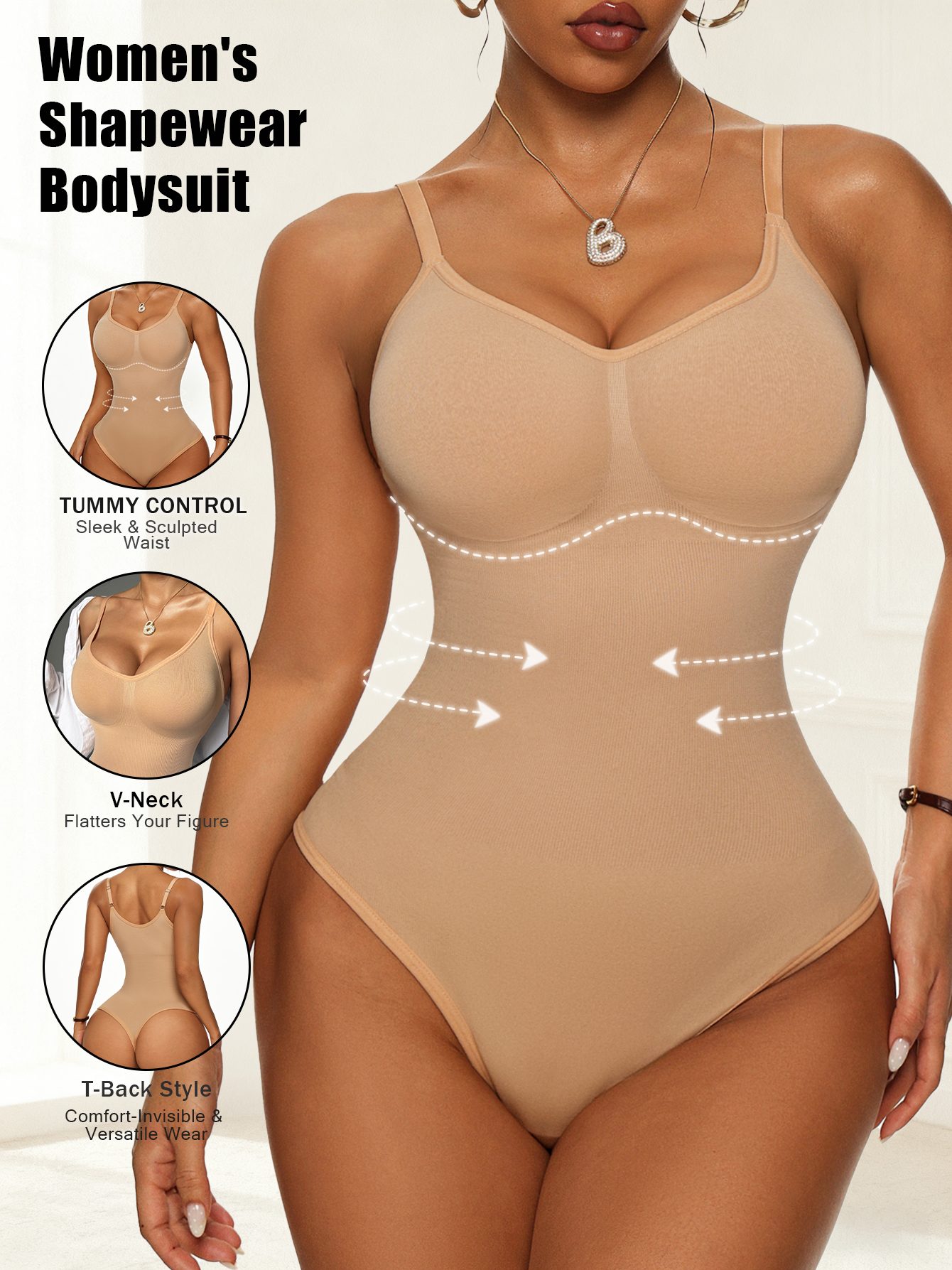 Women's Seamless Ribbed Bodysu - Shapewear Bodysuit Firm ulasan dan harga