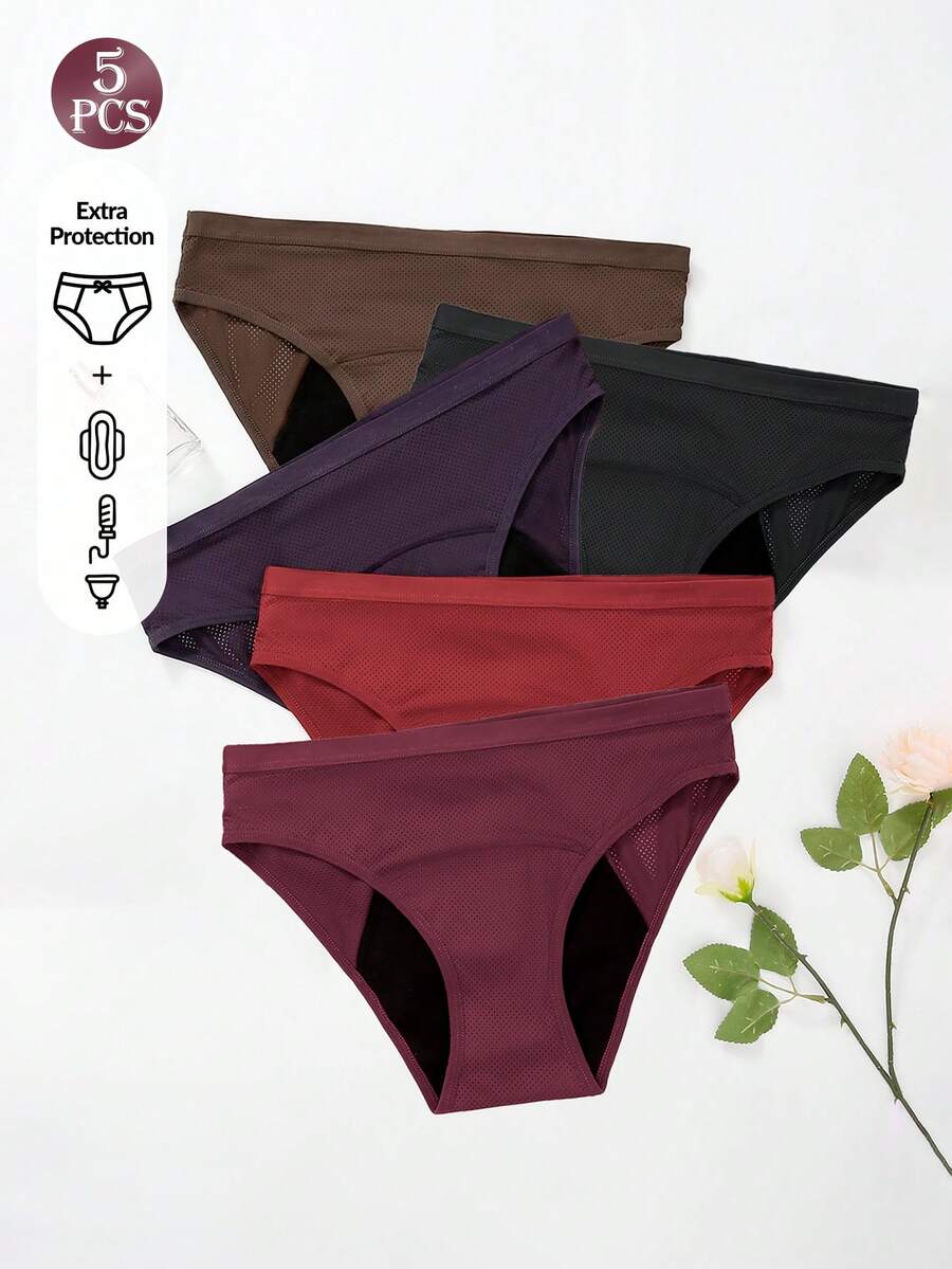 5 Pcs Women Solid Color Absorb - Period Panty Absorbent ulasan dan harga