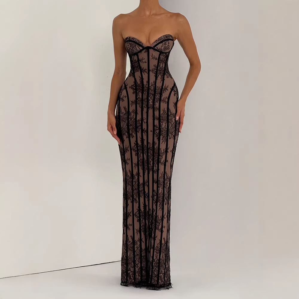 Strapless Bodycon Maxi Dress f - Strapless Bra Backless ulasan dan harga